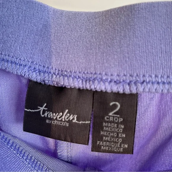 Chico’s Travelers 2 Piece Set Jacket Pants Cropped Periwinkle Purple EUC 2 lg 12 - Picture 7 of 8